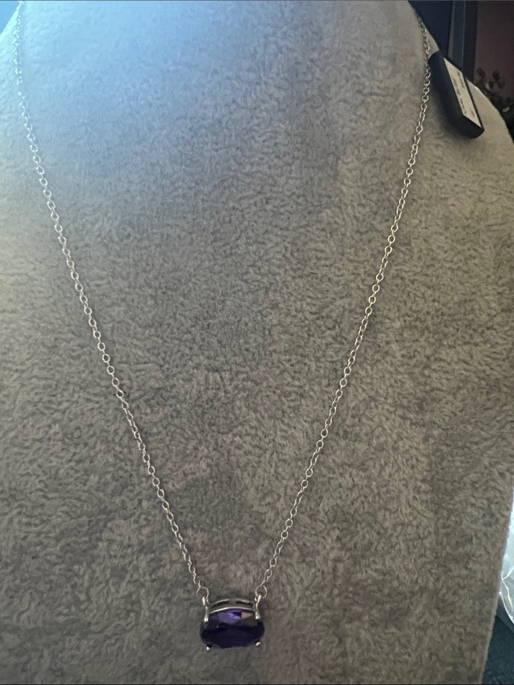 Silver Necklace with Purple cubic zirconia Stone Pendant